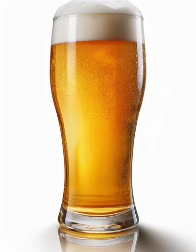 Cold Glass Of Golden Beer With Frothy Head
