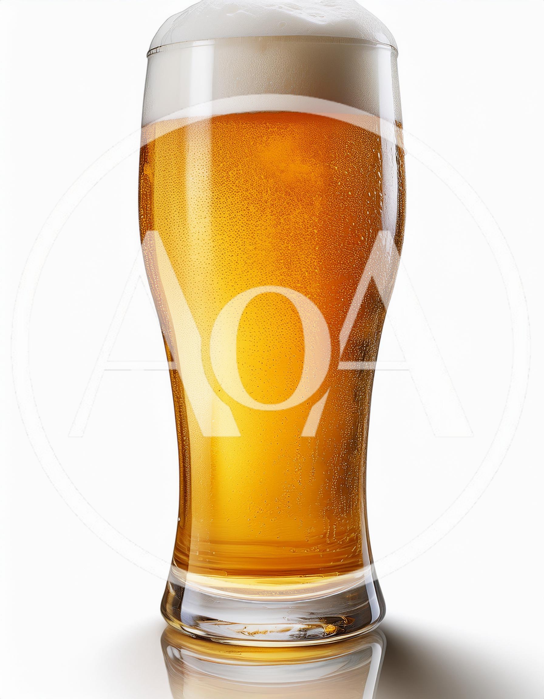 Cold Glass Of Golden Beer With Frothy Head