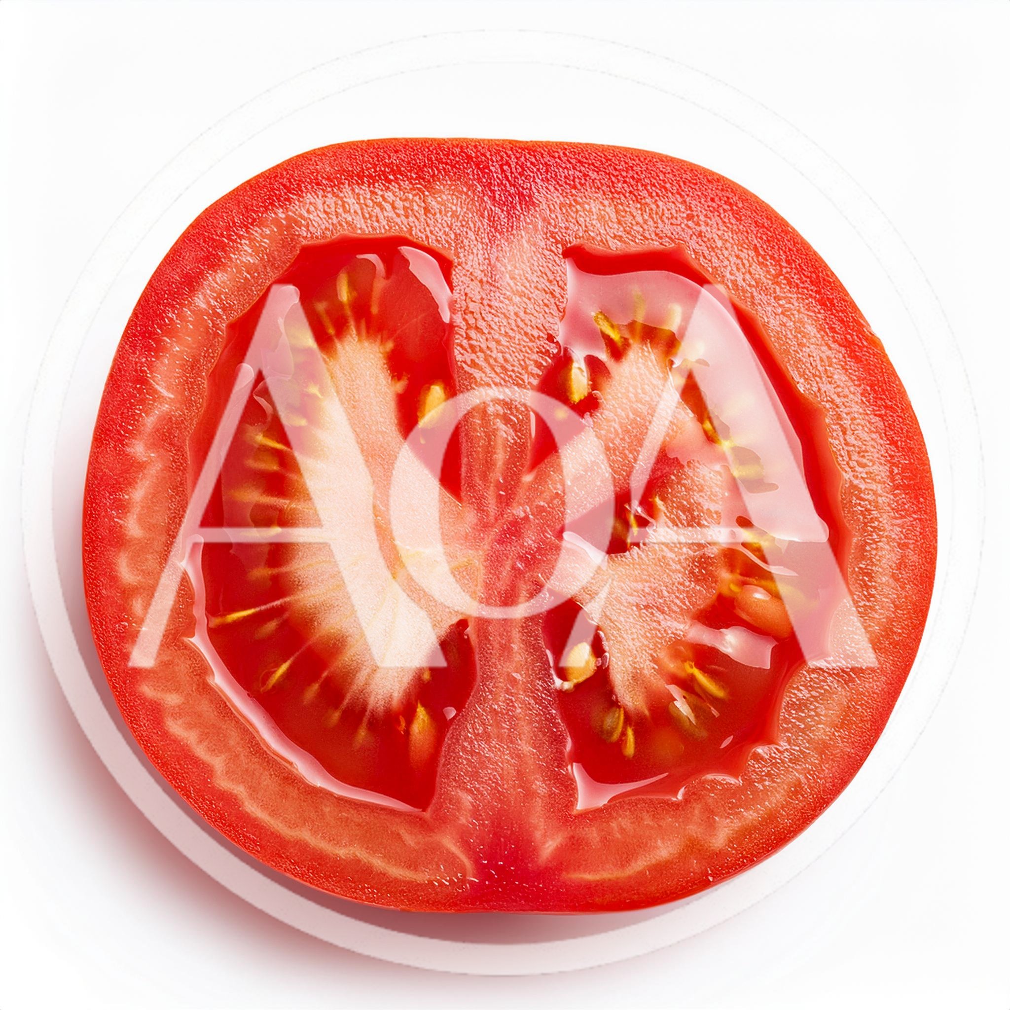Fresh Sliced Tomato Half Isolated On White Background