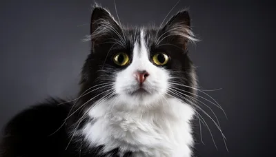 Portrait Of A Black And White Tuxedo Cat
