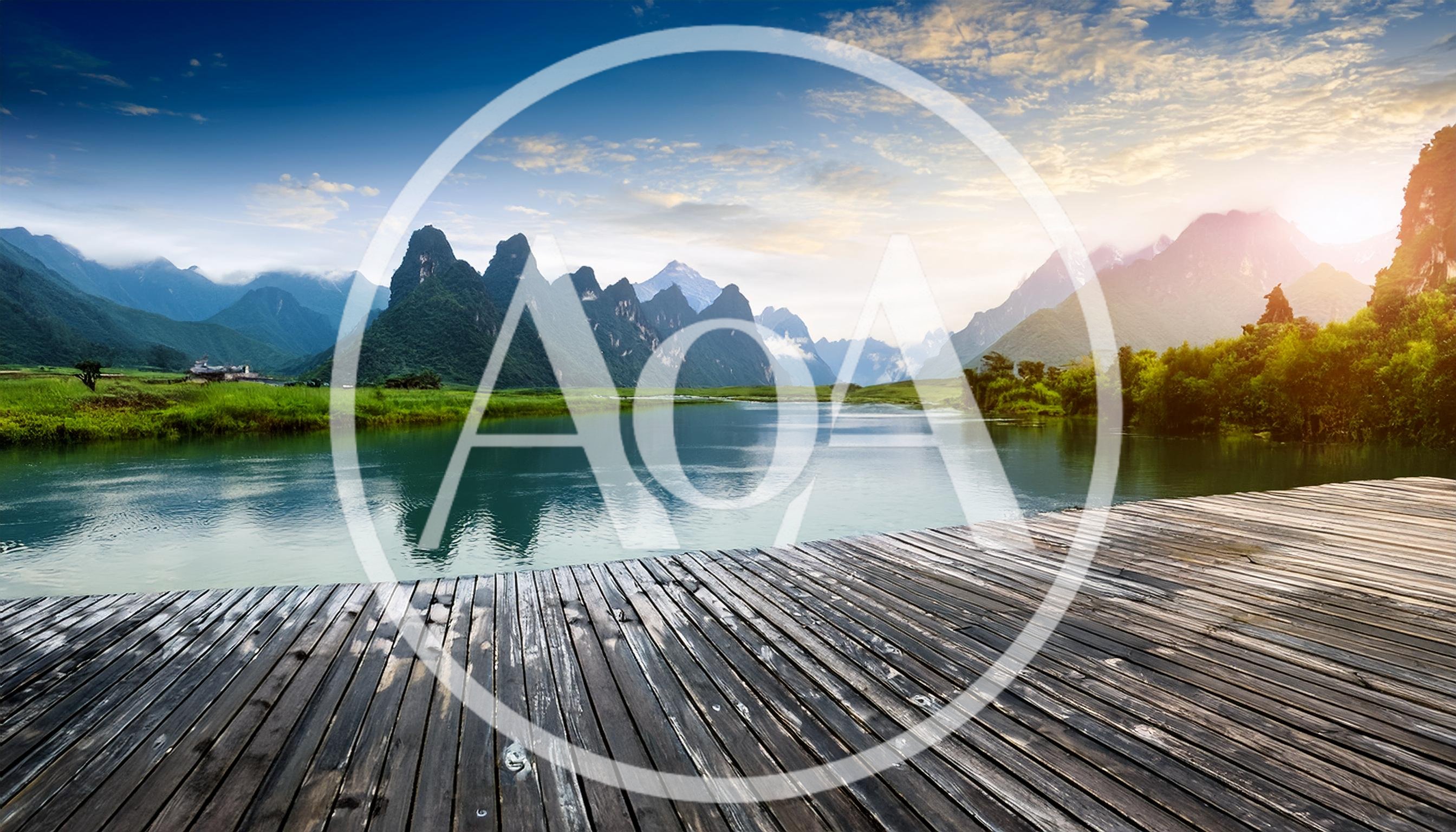 Wooden Pier Overlooking Karst Mountains And River