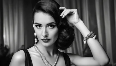 Elegant Woman With Vintage Hairstyle And Jewelry