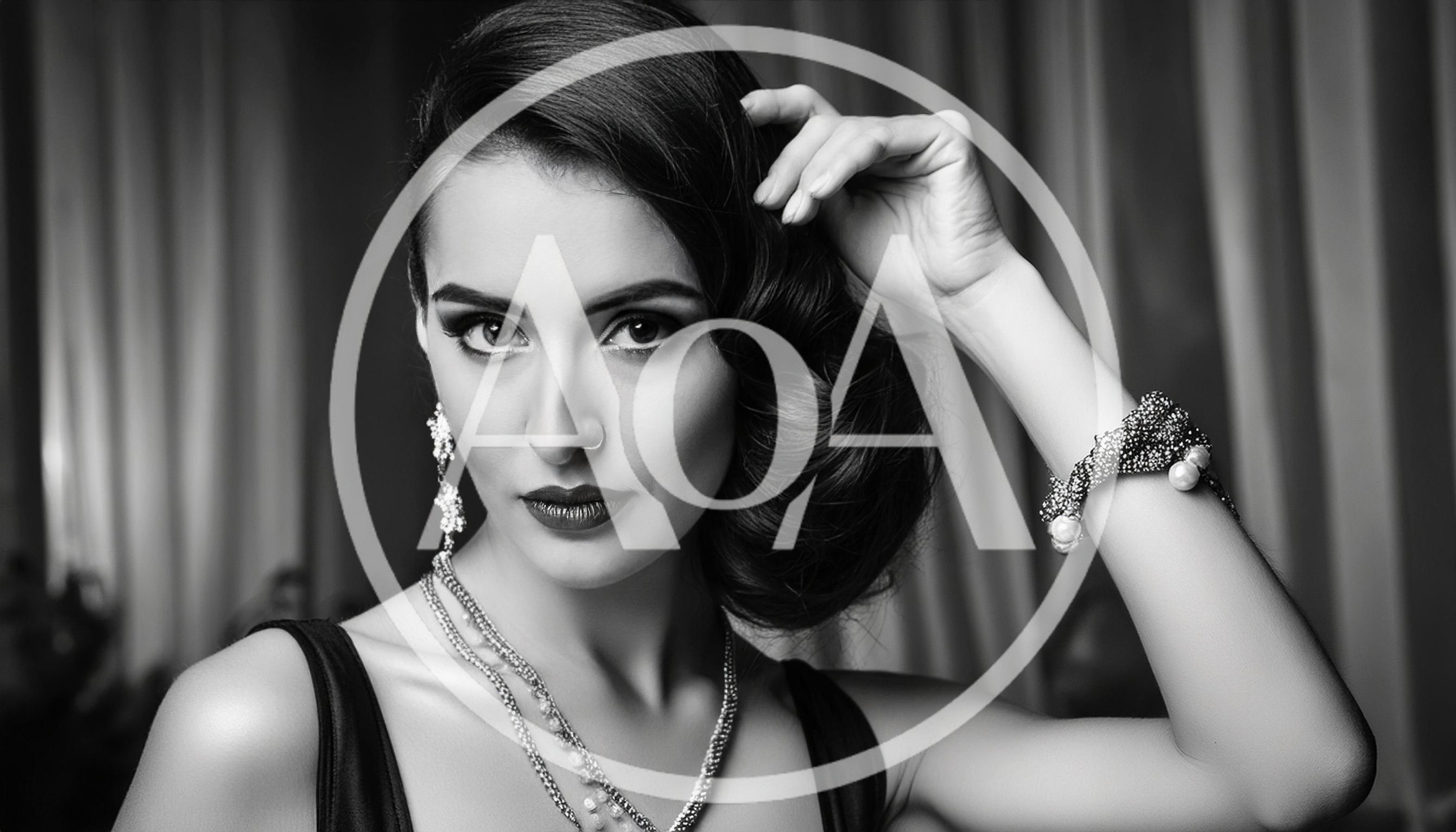 Elegant Woman With Vintage Hairstyle And Jewelry