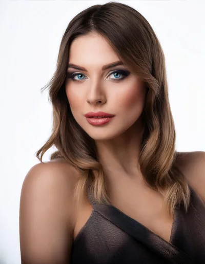Portrait Of A Beautiful Woman With Blue Eyes