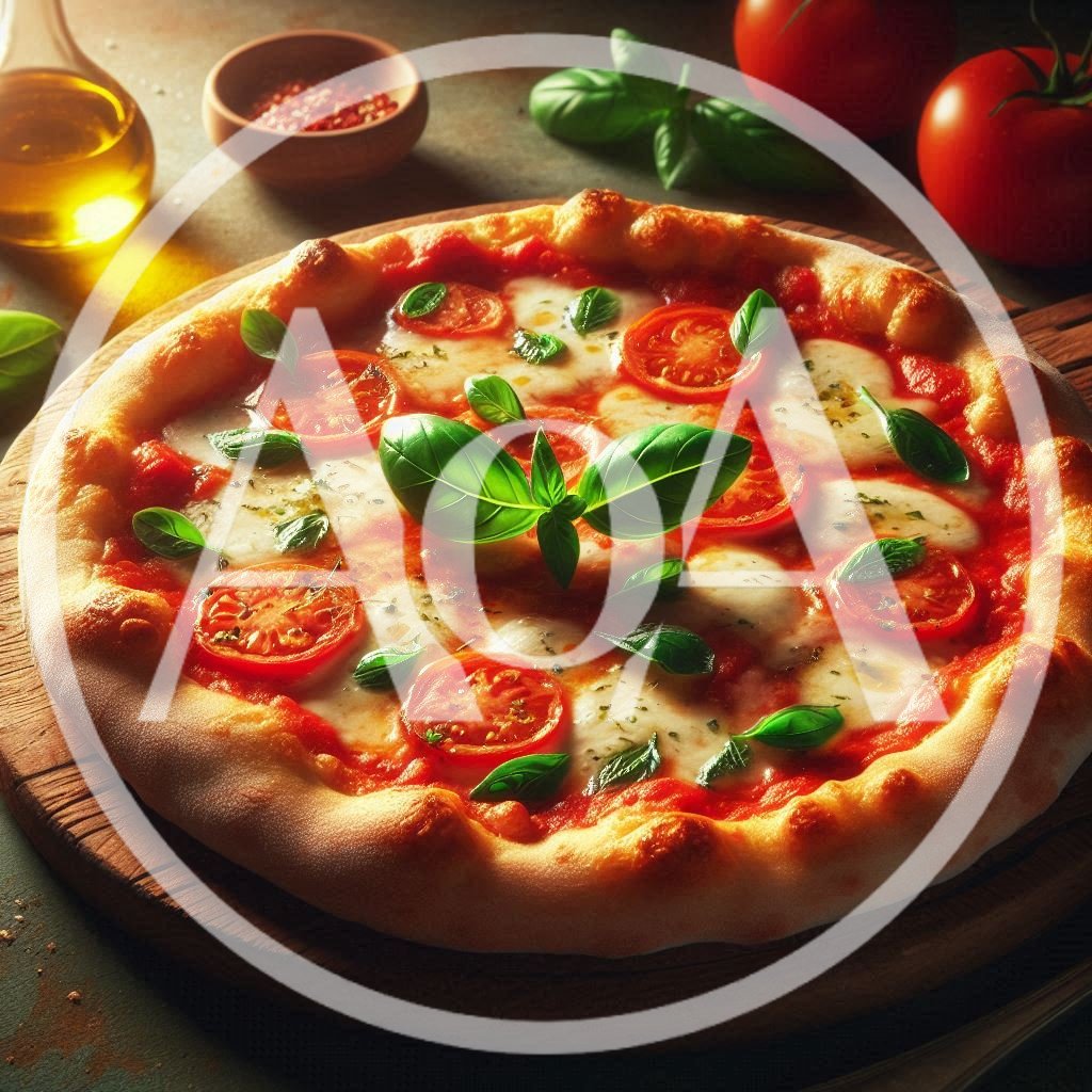 Fresh Margherita Pizza On A Wooden Board