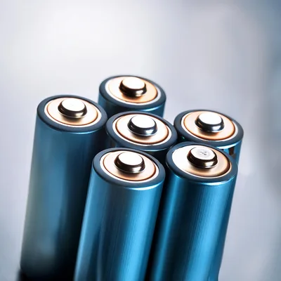 Group Of Six Blue AA Batteries