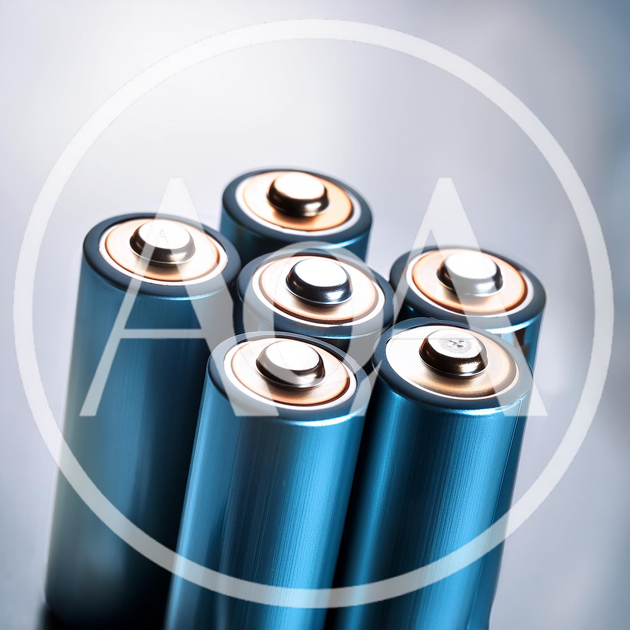 Group Of Six Blue AA Batteries