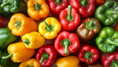 Top View Of Colorful Fresh Bell Peppers