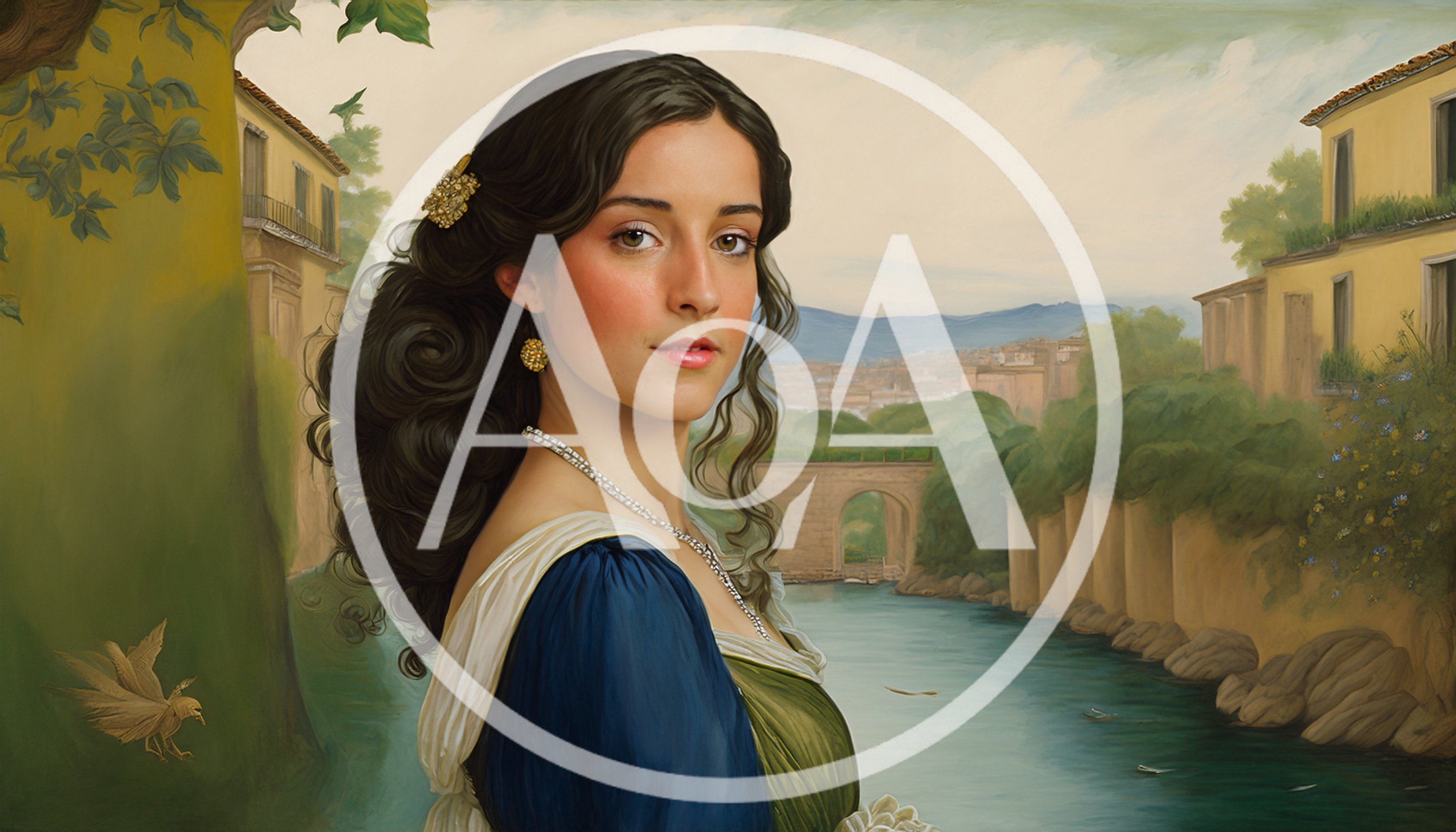 Portrait Of A Renaissance Style Woman By A River