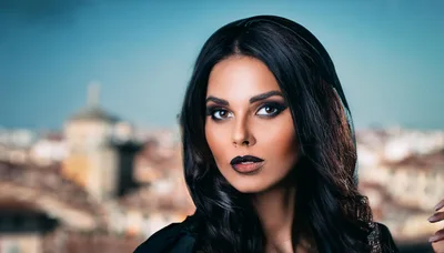Portrait Of A Beautiful Woman With Dark Makeup