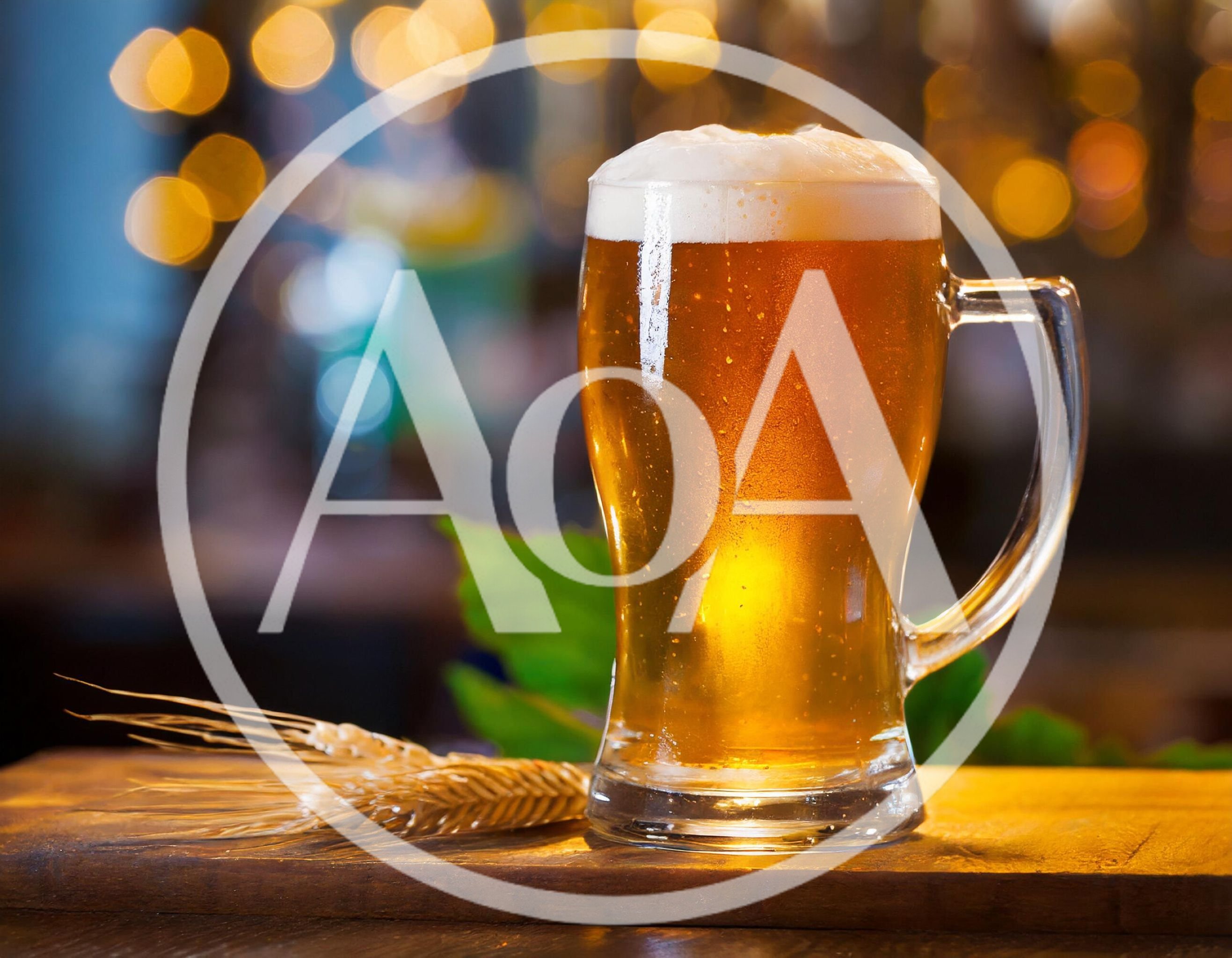 Glass Mug Of Golden Beer With Wheat Stalks