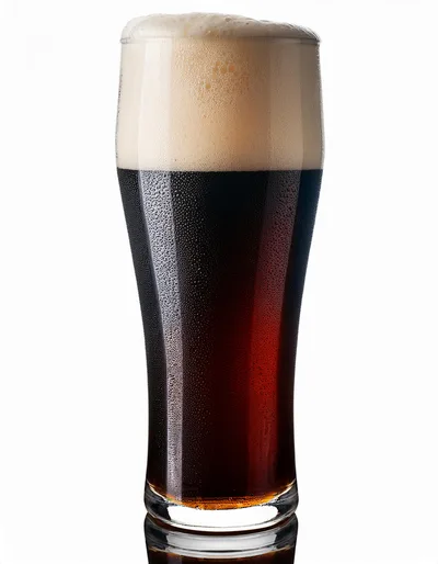 Cold Glass Of Dark Stout Beer With Foam
