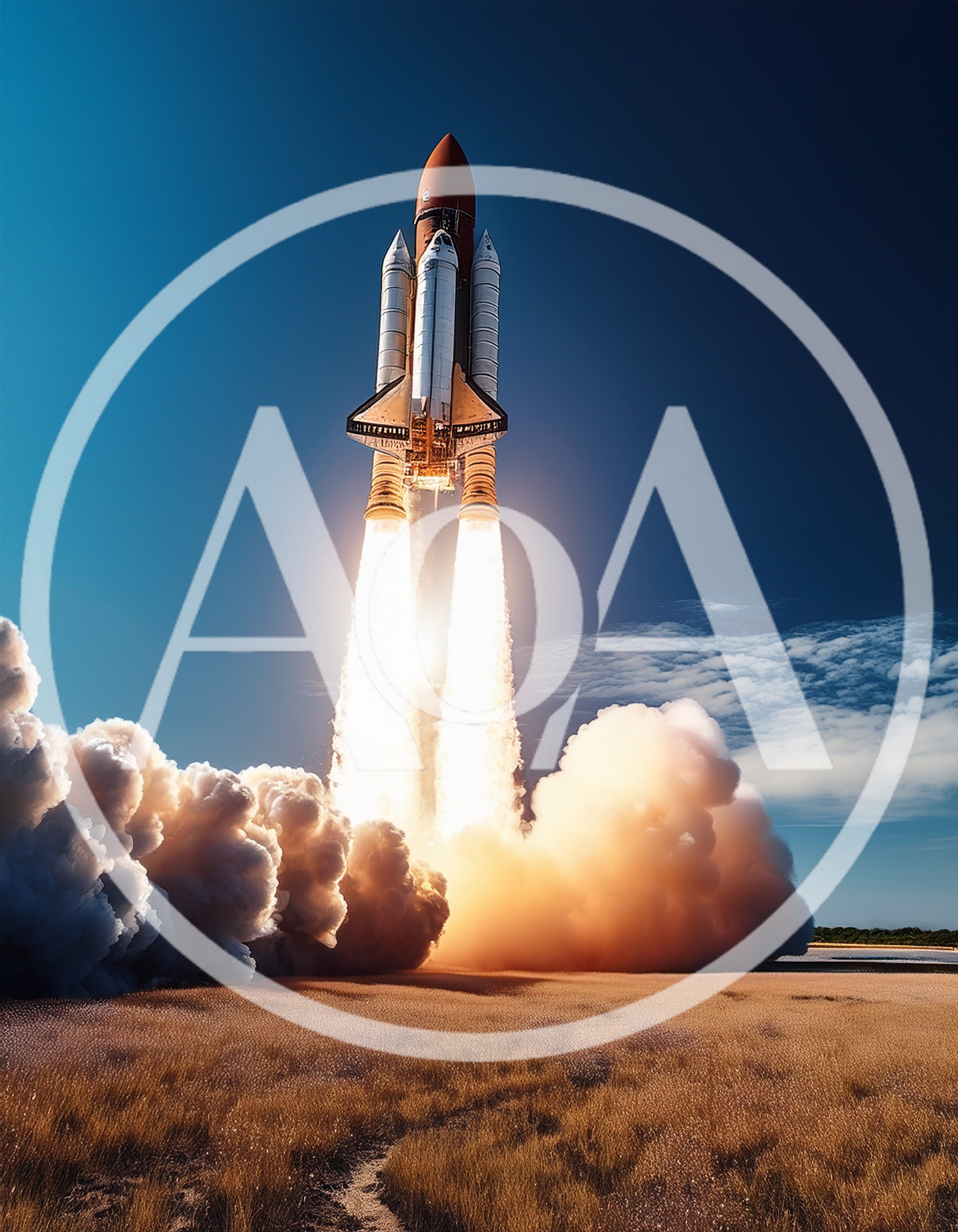 Space Shuttle Launching From A Grassy Field