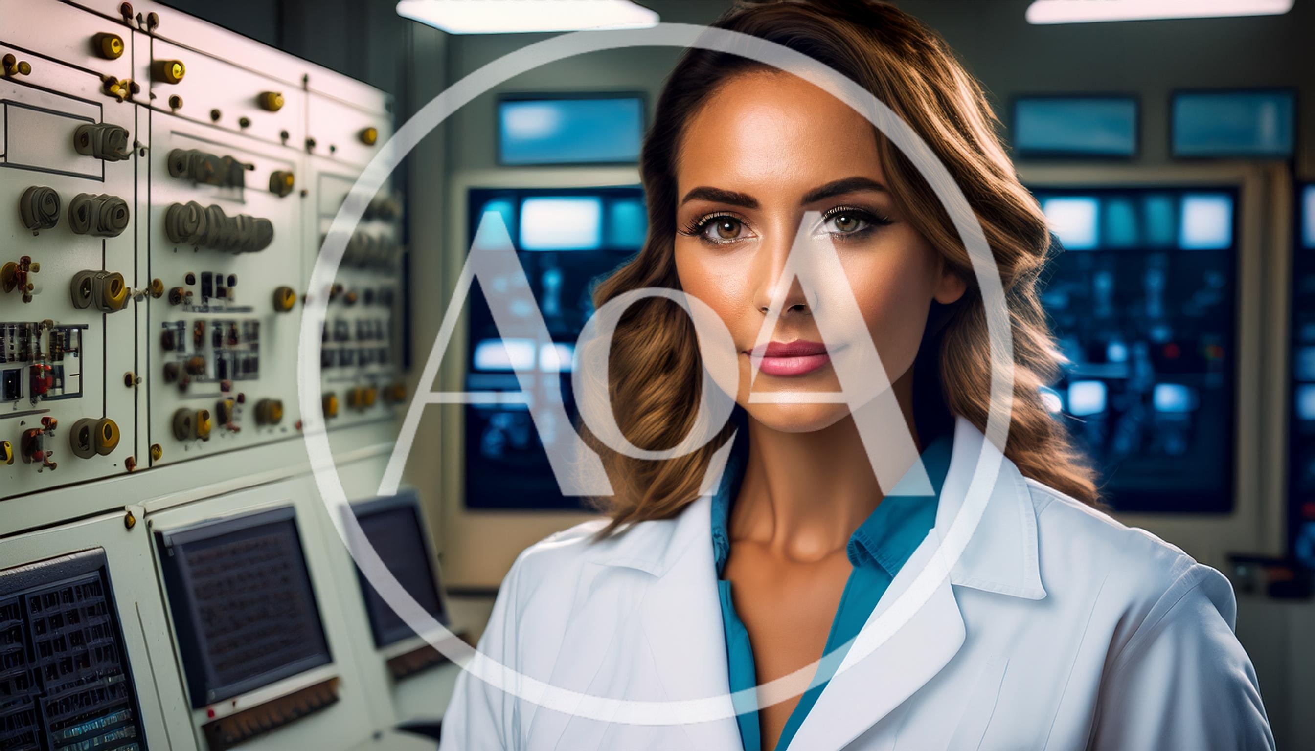 Female Scientist Standing In A High Tech Control Room