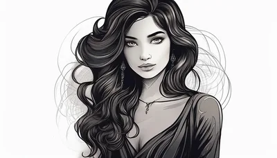 Stylized Illustration Of A Beautiful Woman With Long Hair