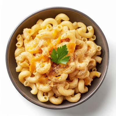Bowl Of Creamy Macaroni And Cheese With Parsley