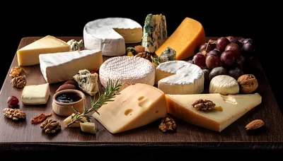 Gourmet Cheese Platter With Grapes And Nuts