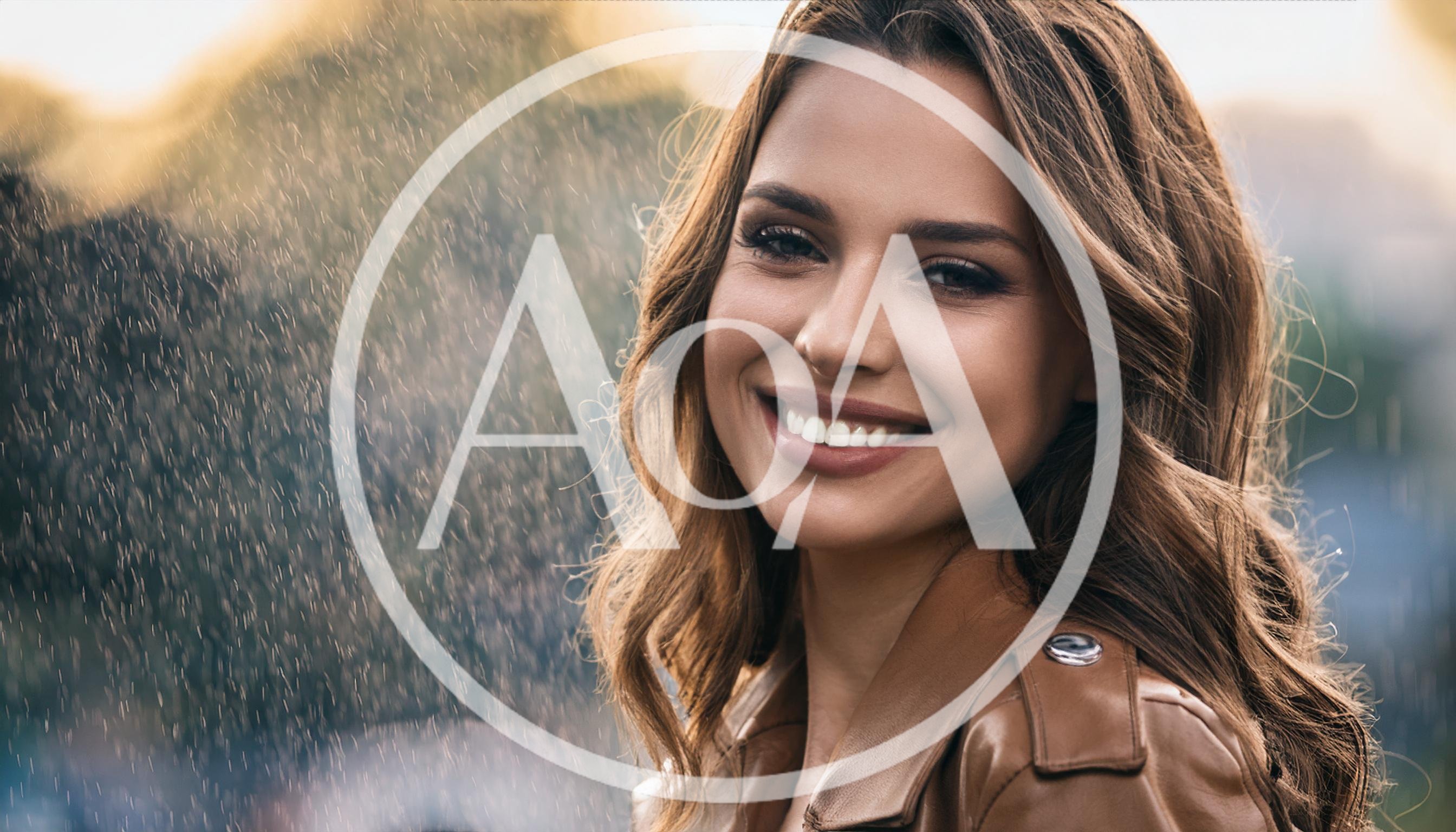 Smiling Woman In Leather Jacket During Rain Shower