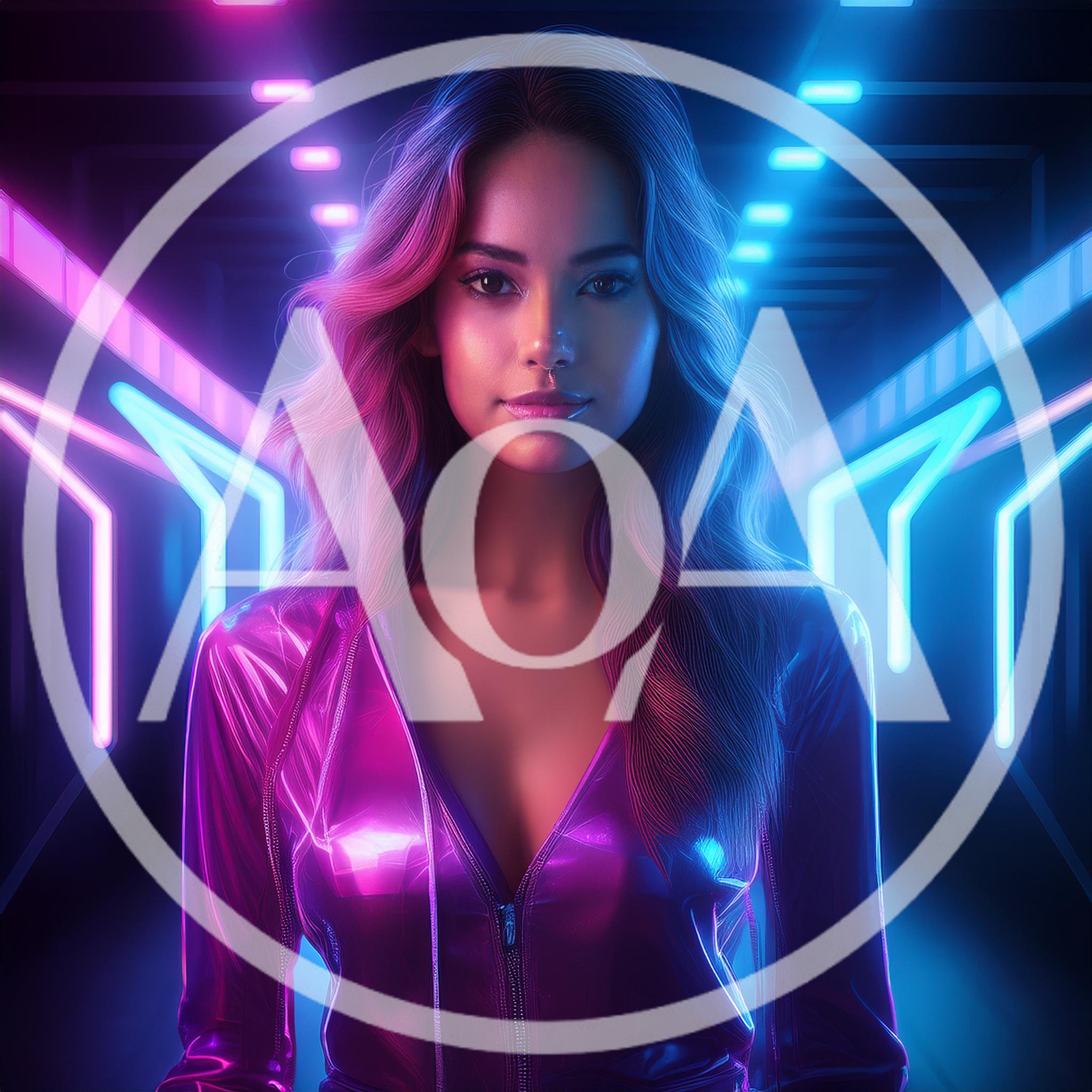 Portrait Of A Woman In A Futuristic Neon Corridor