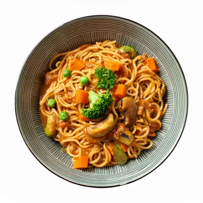 Bowl Of Vegetable Spaghetti With Creamy Sauce