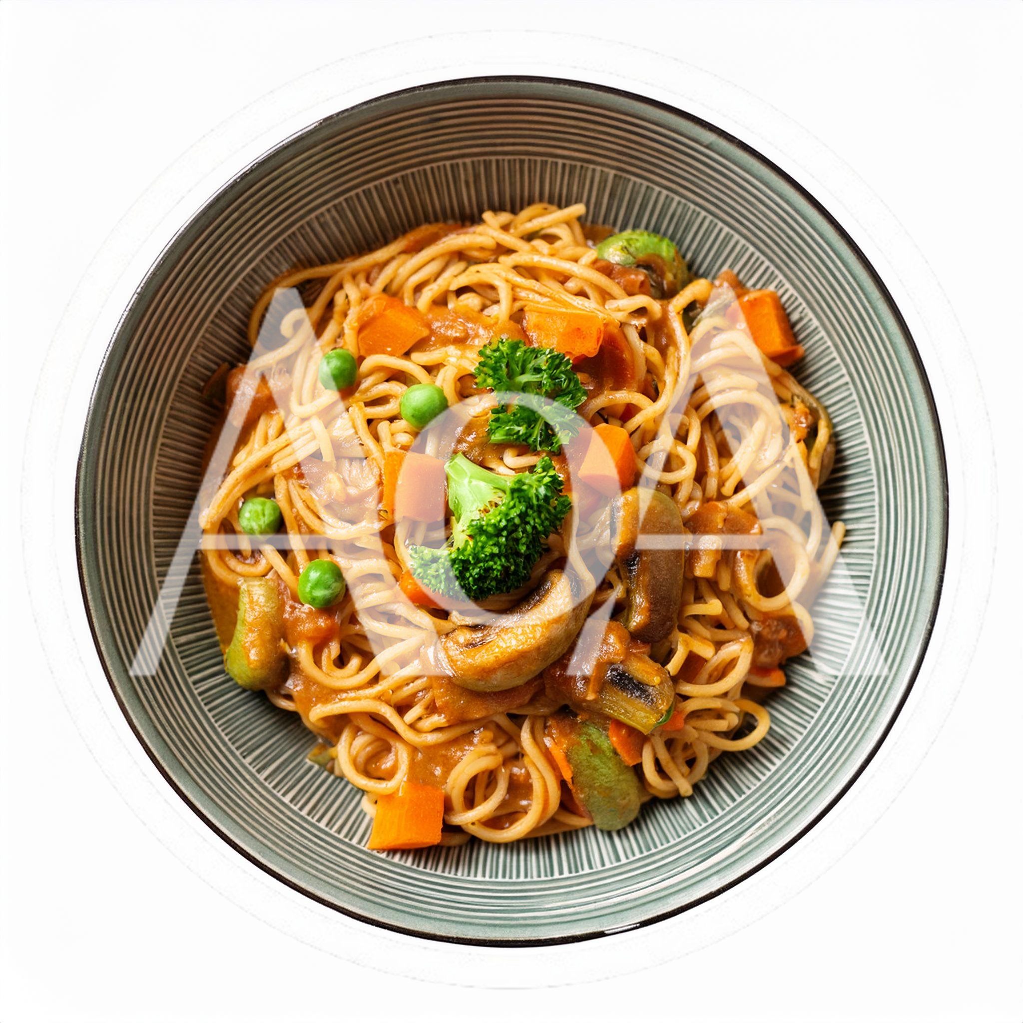 Bowl Of Vegetable Spaghetti With Creamy Sauce