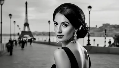 Elegant Woman Looking Back With Eiffel Tower Background