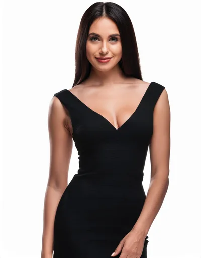 Portrait Of A Beautiful Woman In A Black Dress