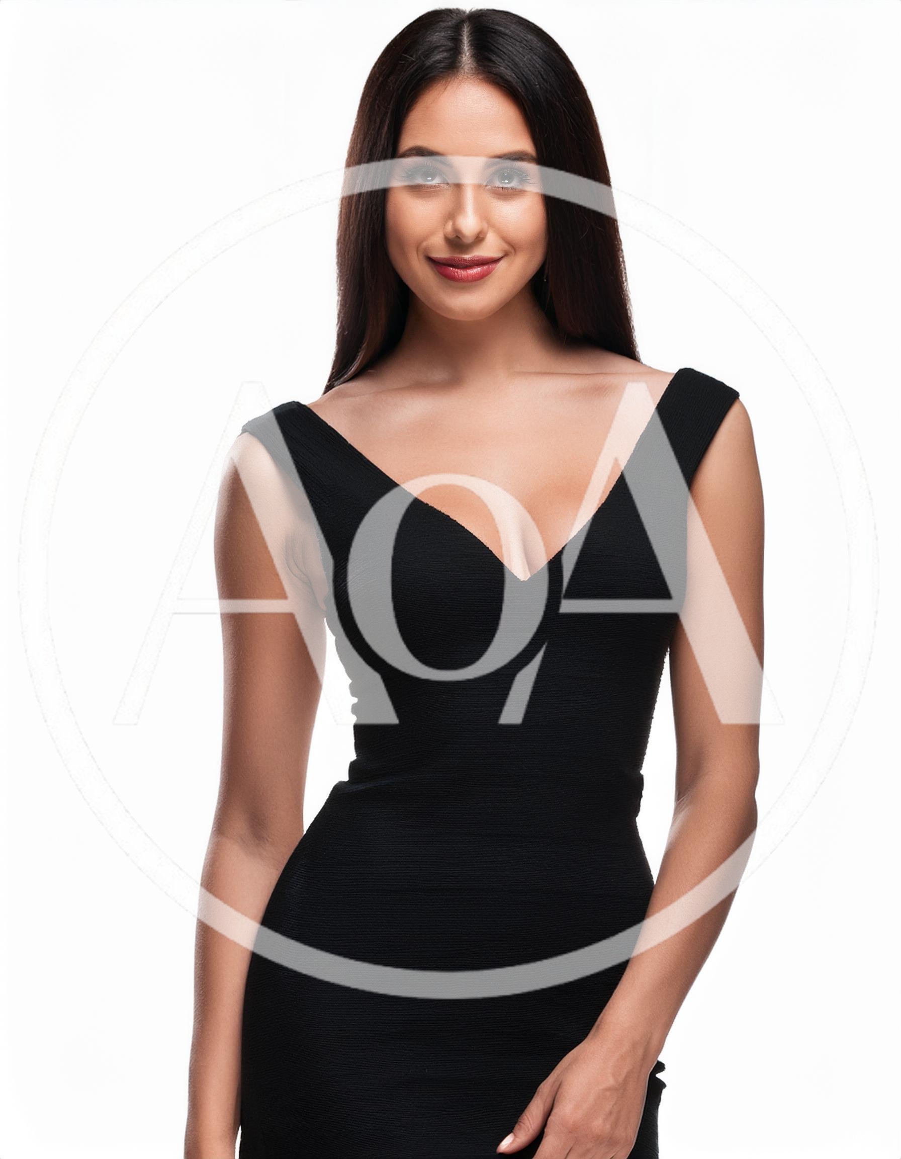 Portrait Of A Beautiful Woman In A Black Dress