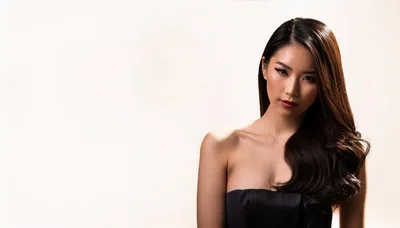Portrait Of A Beautiful Asian Woman In Evening Wear