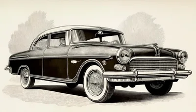 Vintage Classic Sedan Line Art Illustration