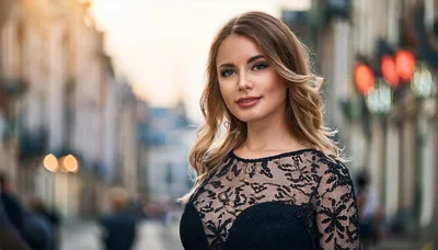 Portrait Of A Beautiful Woman In A Lace Dress