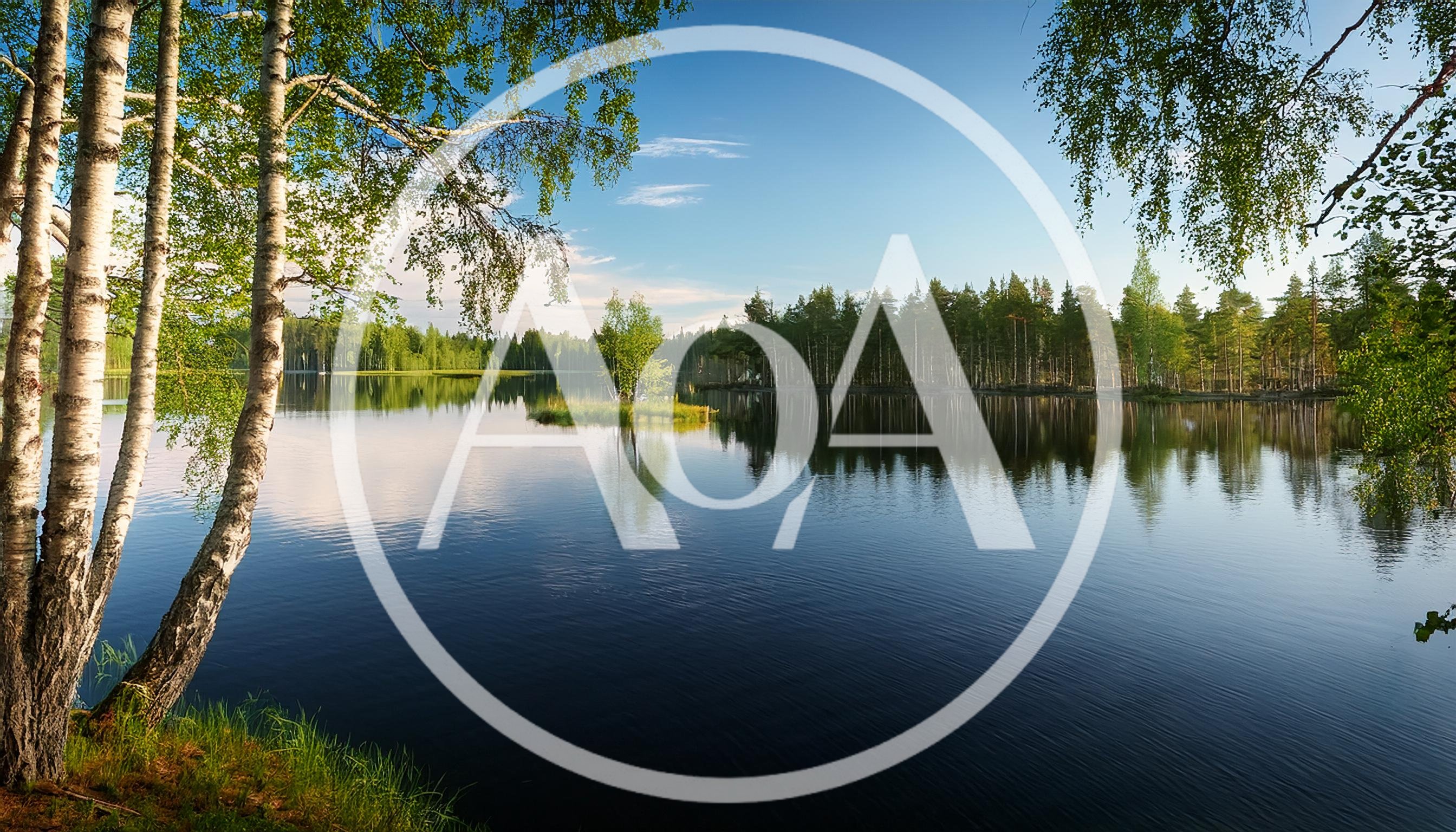 Serene Finnish Lake Landscape With Birch Trees