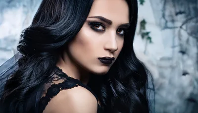 Portrait Of A Gothic Woman With Dark Makeup