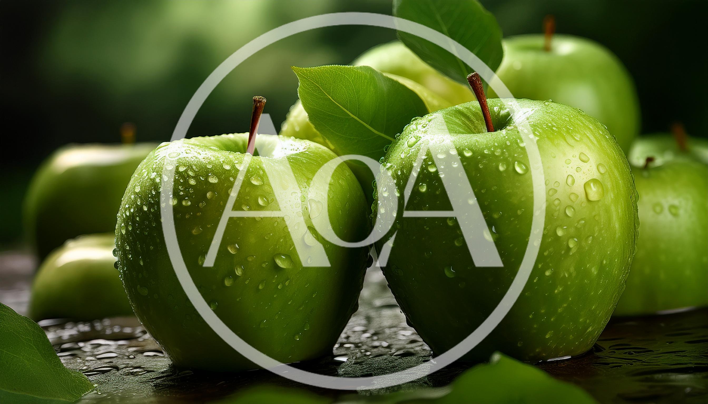 Fresh Green Apples With Water Droplets