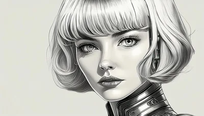 Digital Illustration Of A Futuristic Android Woman