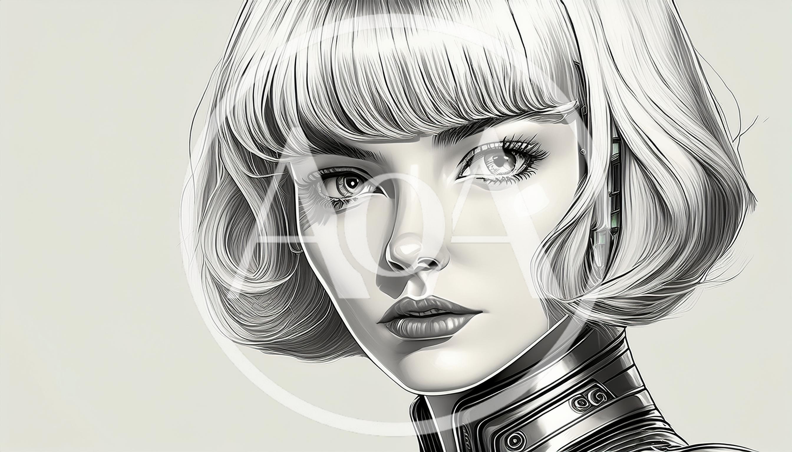 Digital Illustration Of A Futuristic Android Woman