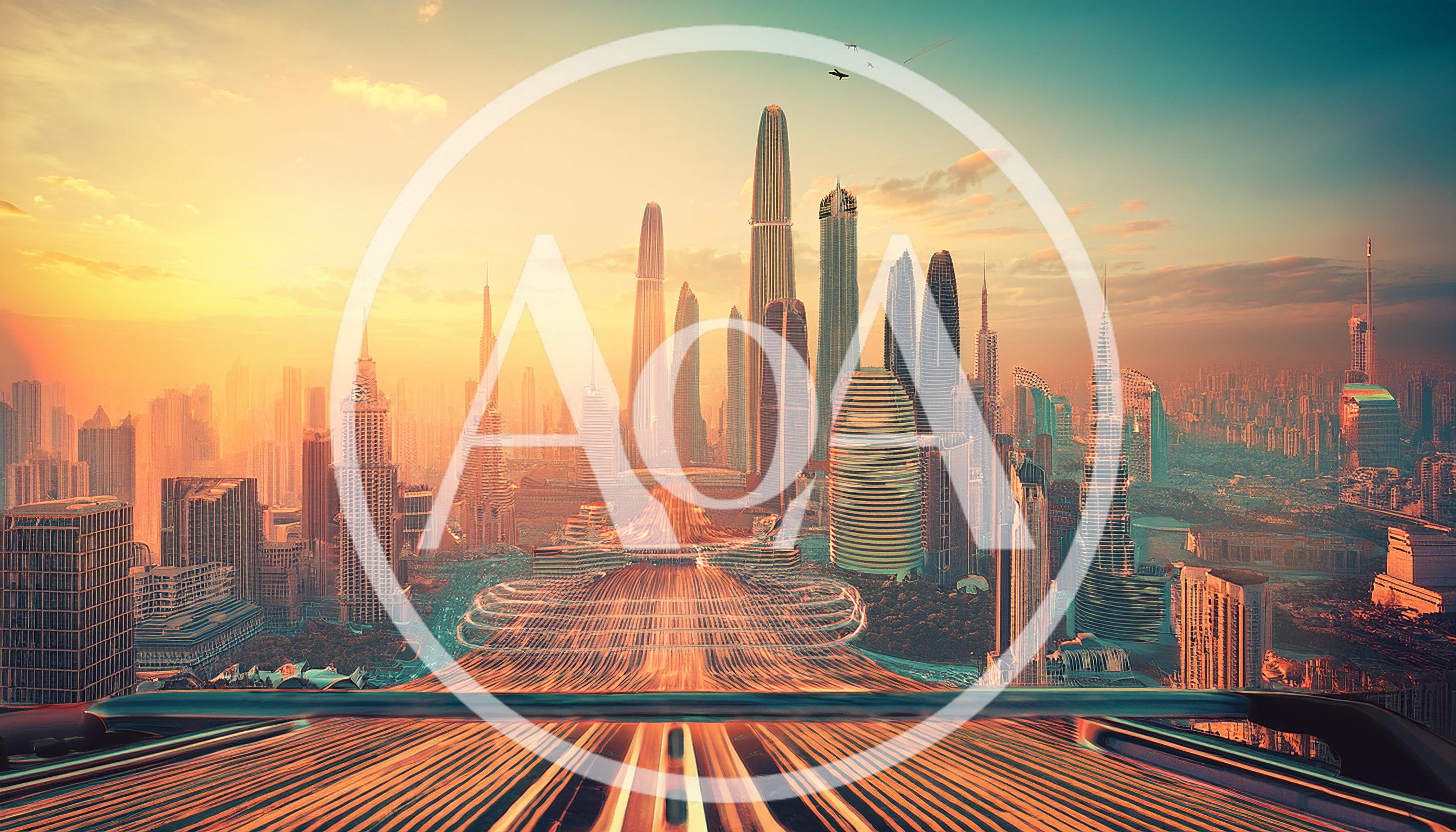 Futuristic Cityscape With High Speed Light Trails