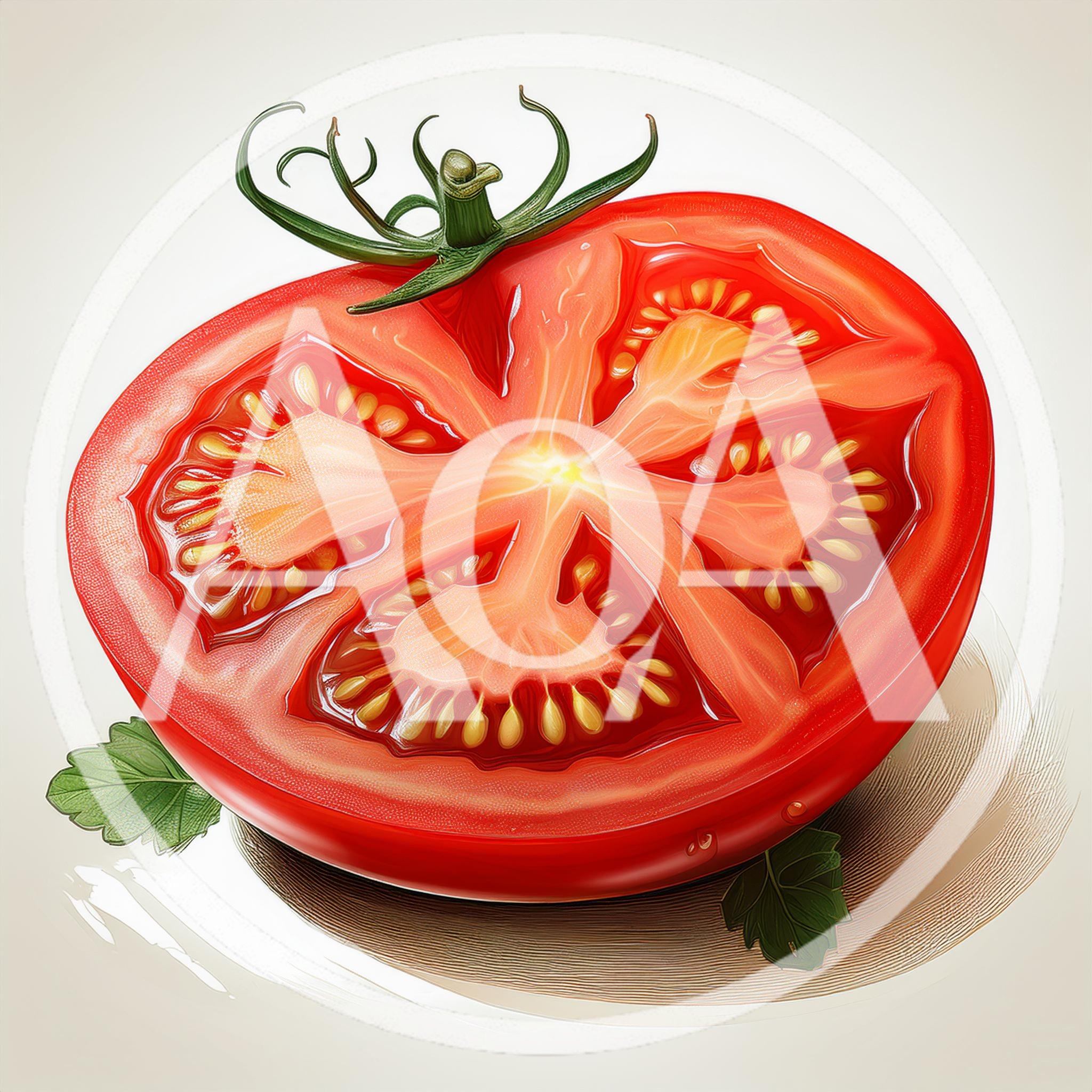 Cross Section Of A Fresh Red Tomato