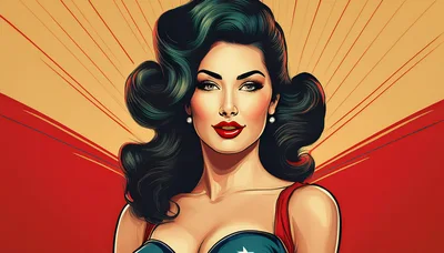 Pop Art Style Portrait Of A Vintage Superheroine