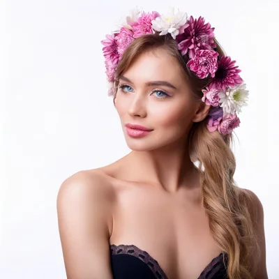 Beautiful Woman Wearing A Floral Crown