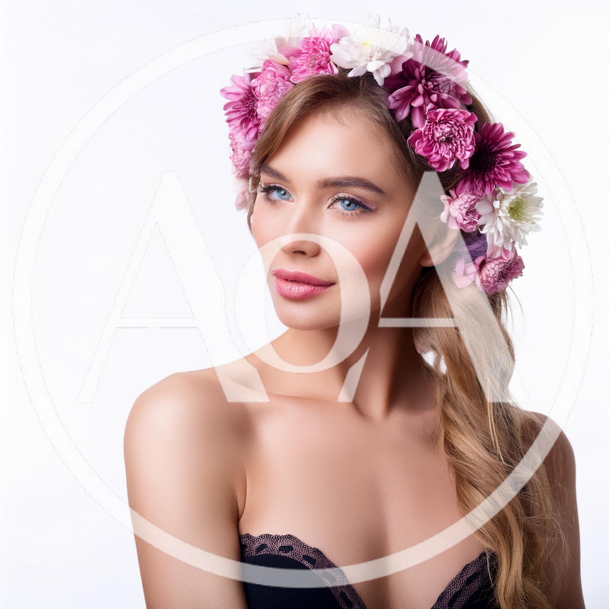 Beautiful Woman Wearing A Floral Crown