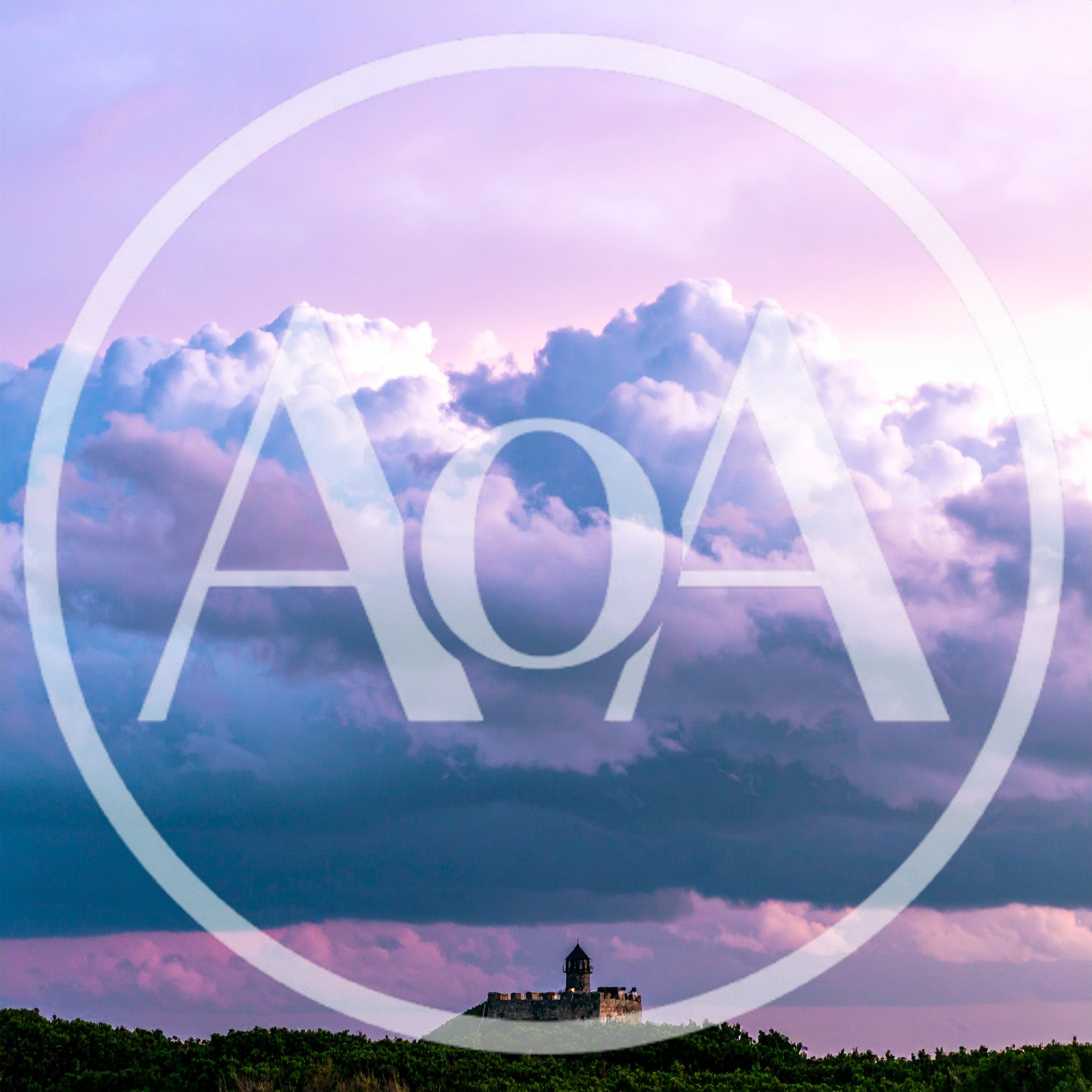 Stone Fortress Tower Under Dramatic Purple Storm Clouds