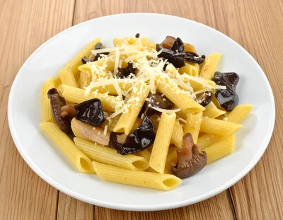 Penne Pasta With Wood Ear Mushrooms And Parmesan Cheese