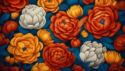 Vibrant Oil Painting Style Floral Pattern Background