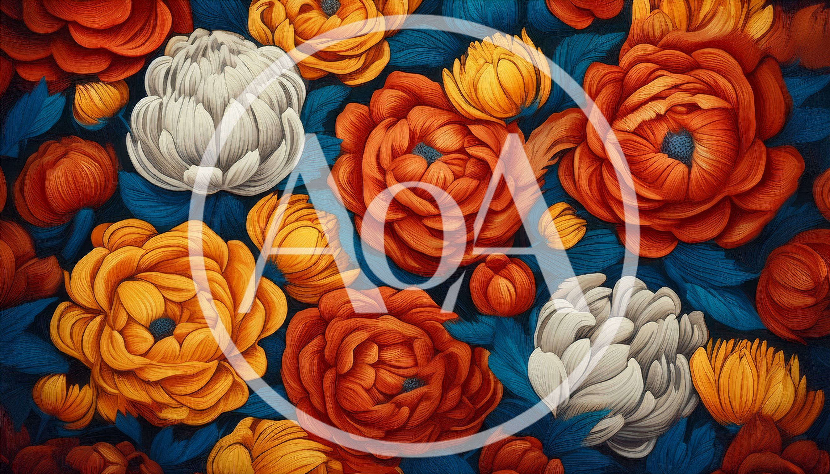 Vibrant Oil Painting Style Floral Pattern Background