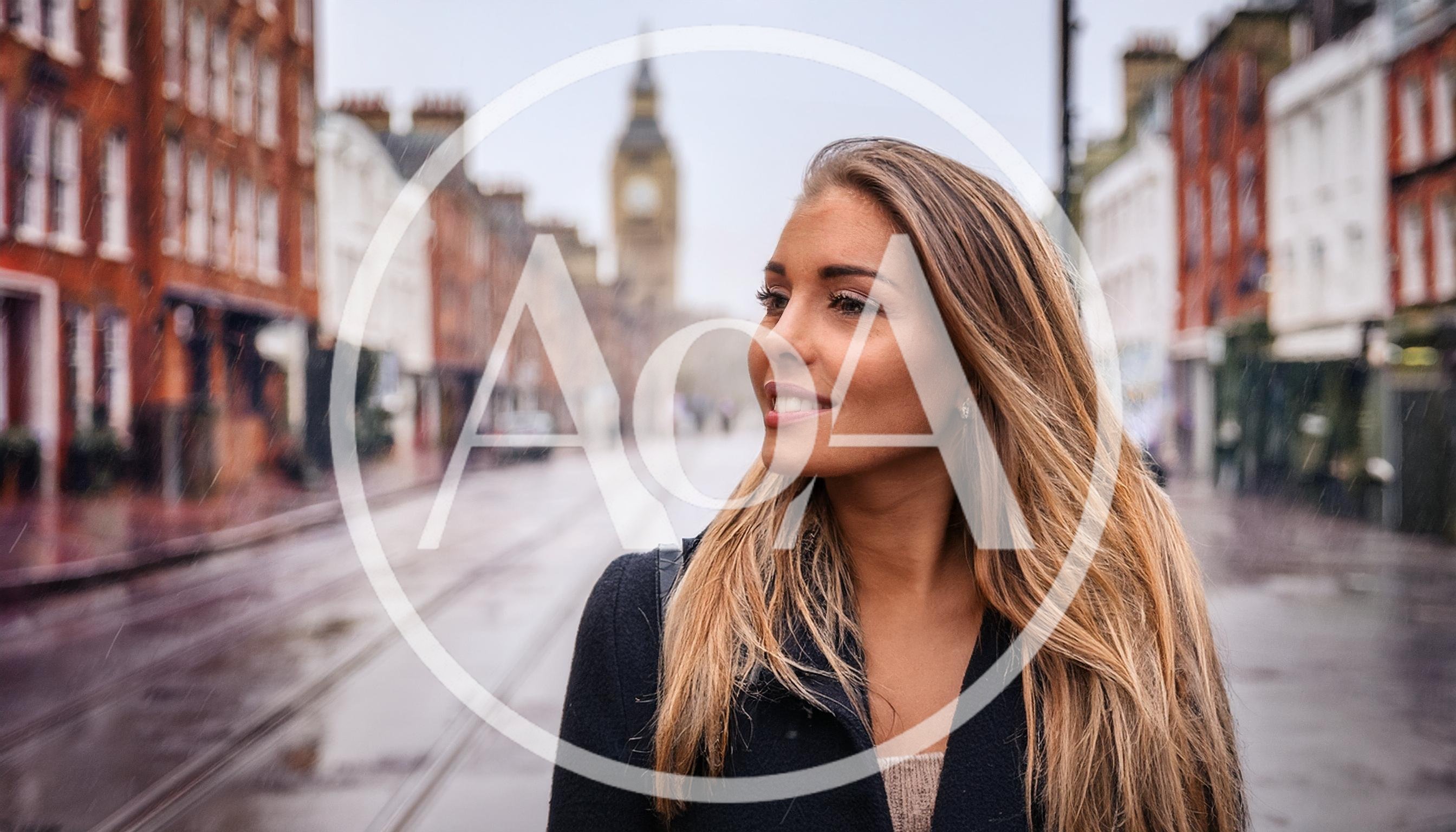 Young Woman Walking Through Rainy London Street