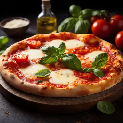 Fresh Margherita Pizza With Basil And Tomatoes