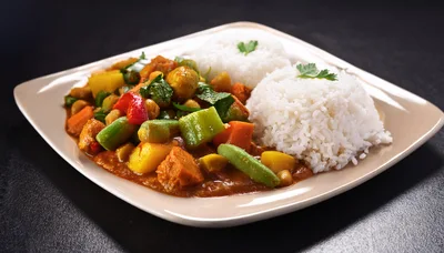 Vegetable Curry With Steamed White Rice
