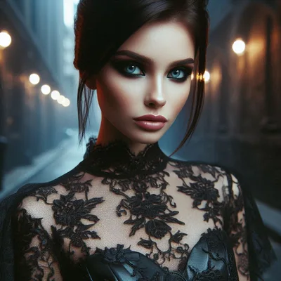 Portrait Of A Beautiful Woman In Black Lace