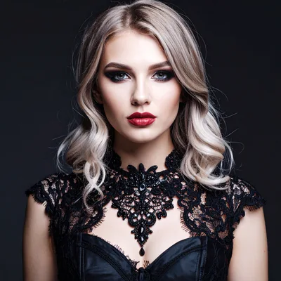 Portrait Of A Beautiful Woman In Gothic Lace